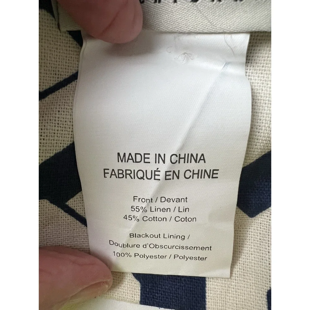 Pottery Barn Terri Trellis Room Darkening Drape Pole Top Navy/OffWhite 50